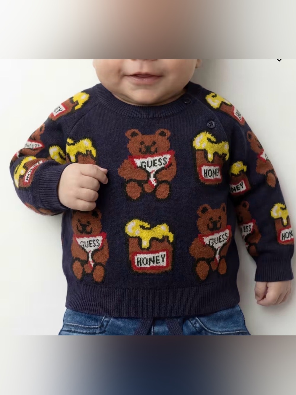 GUESS Toddler Teddy Bear Honey Pot Cotton Sweater Size 3